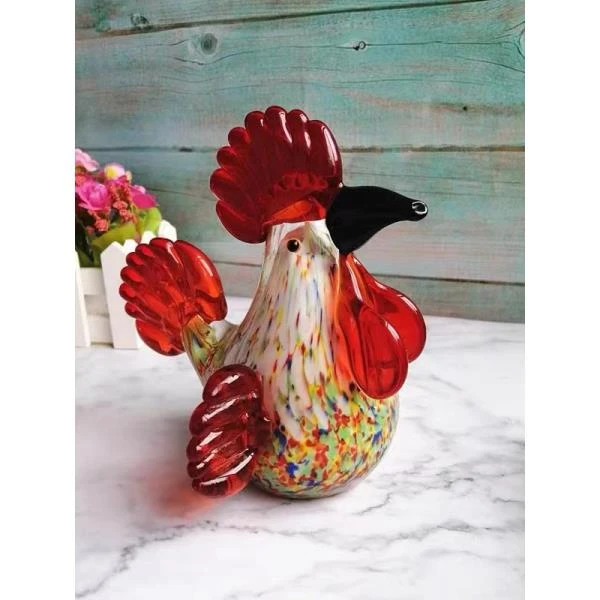 现代人造琉璃大公鸡客厅酒柜家居装饰品高档新婚礼物乔迁新居花瓶