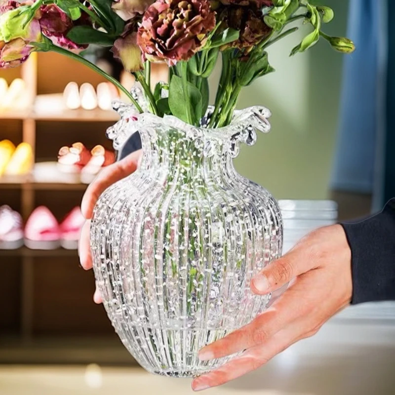 ins风网红夜光荧光冰川花瓶玻璃透明插花玫瑰鲜花客厅餐桌摆件