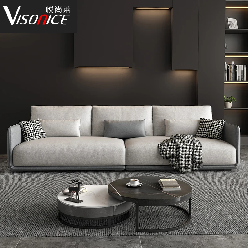 北欧科技布艺沙发客厅小户型现代简约意式轻奢网红风直排三四人位