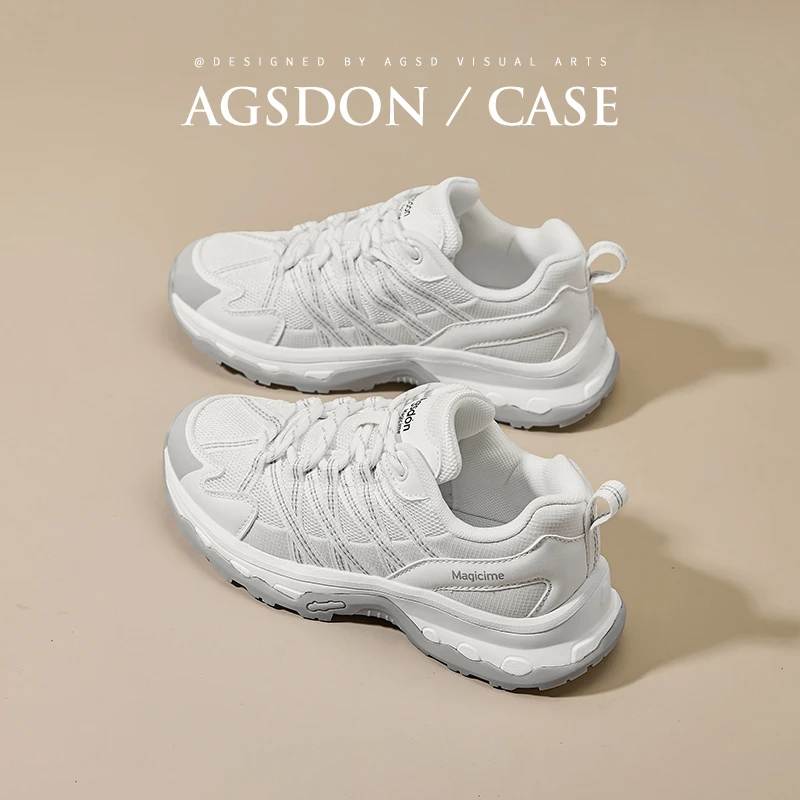 奥古狮登户外登山鞋女夏2025新款网面透气百搭休闲运动徒步老爹鞋