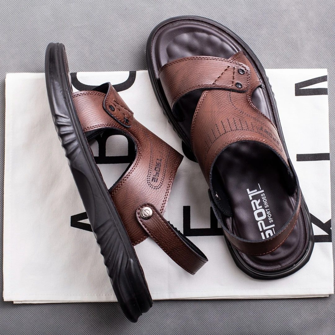 湃牛夏季真牛皮时尚休闲耐磨沙滩鞋男士软底加厚泡水开车户外两穿