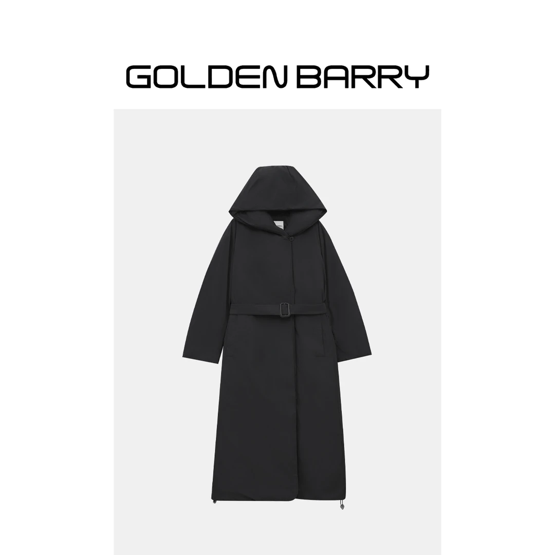 GOLDENBARRY|132054连帽系带长款鹅绒服