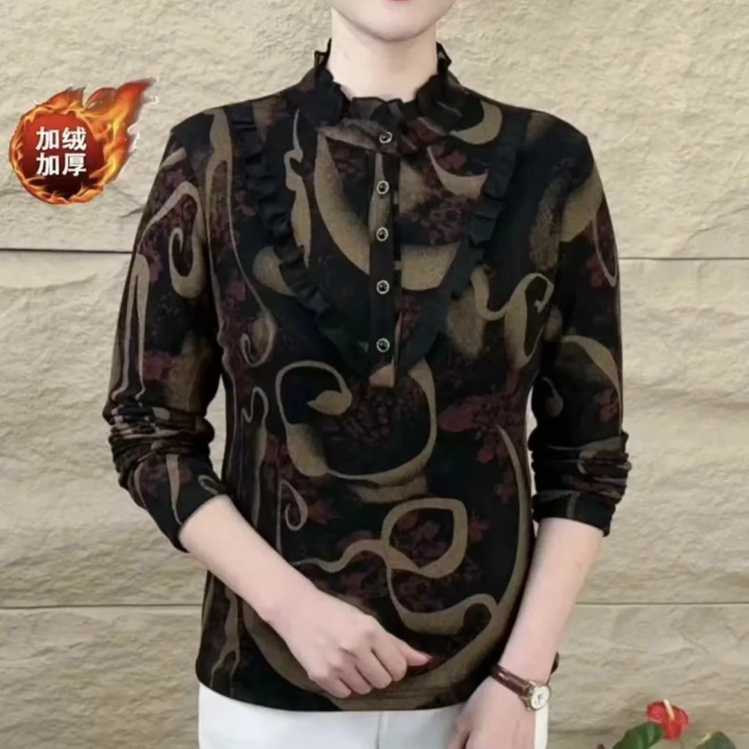 H8755冬季新款时尚显瘦加绒打底衫洋气百搭上衣