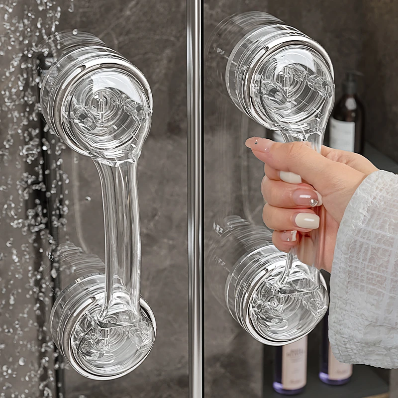 吸盘玻璃门把手免打孔浴室卫生间移门推拉门拉手厕所冰箱柜门手柄