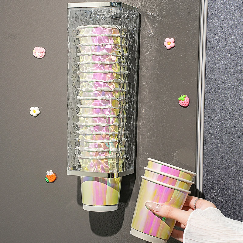 杯架一次性杯子取杯器挂墙纸杯架客厅饮水机防尘免打孔水杯放置架