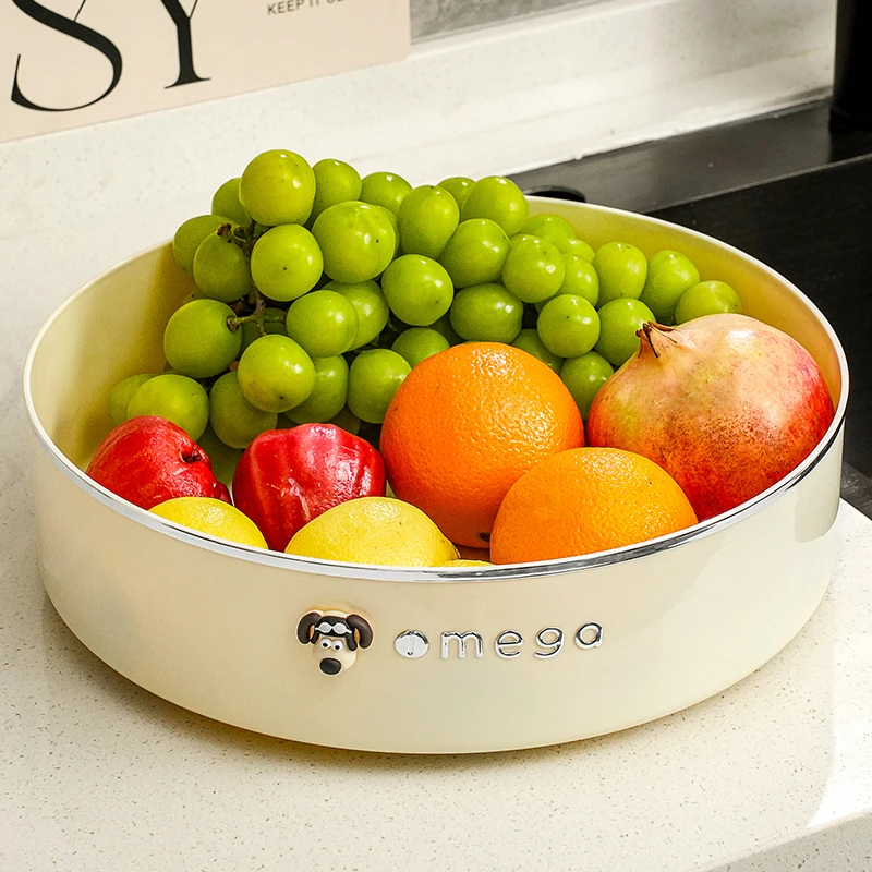 网红奶油风旋转水果盘客厅创意水果盆高档干果盘糖坚果零食摆放盘