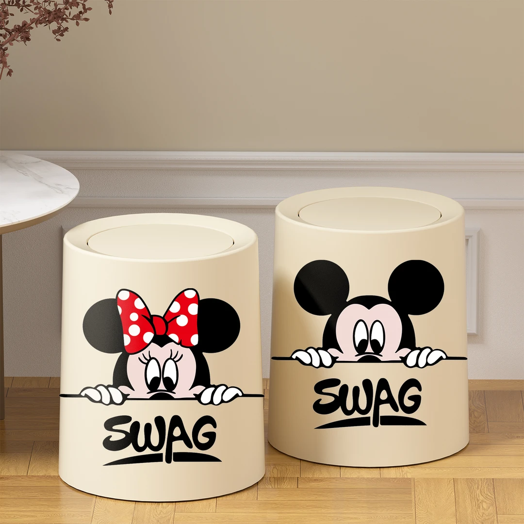 米奇米妮垃圾桶高颜值家用2024新款客厅厨房卫生间双层卧室废纸篓