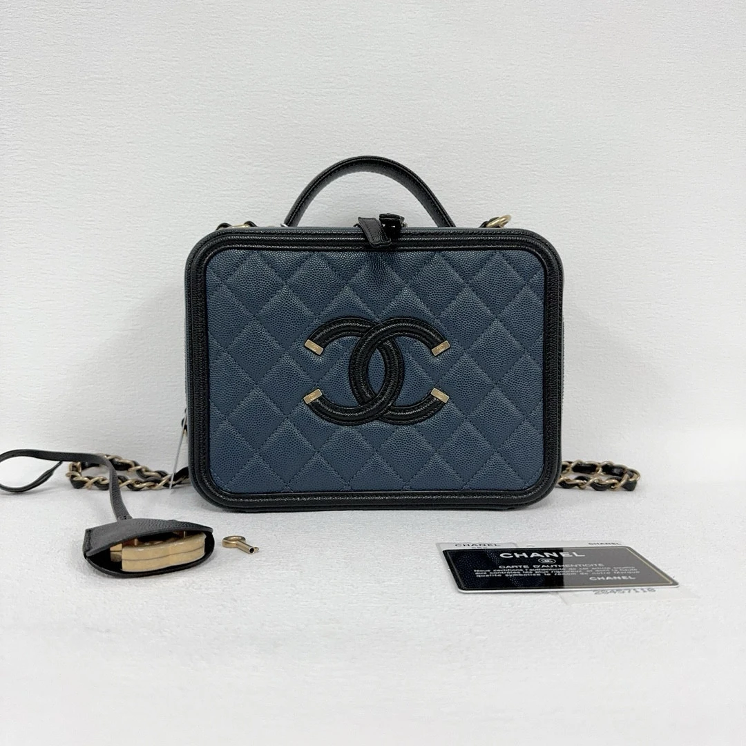 99新 Chanel/香奈儿 荔枝纹相机包手提手柄荔枝牛链条包7075 7110