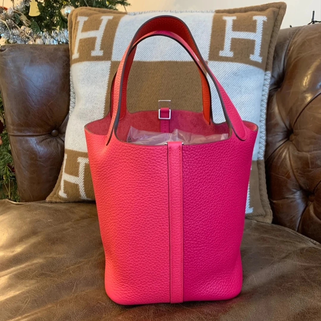 99新 Hermes/爱马仕 粉色菜篮子18（3456）
