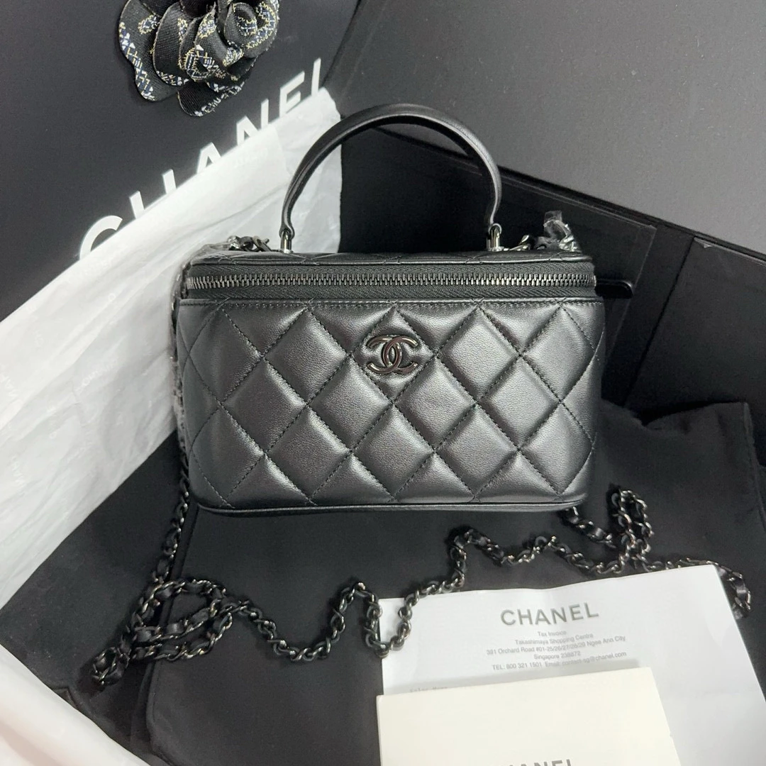 99新 Chanel/香奈儿 手柄长盒子so black芯片24A链条包（XKN8）
