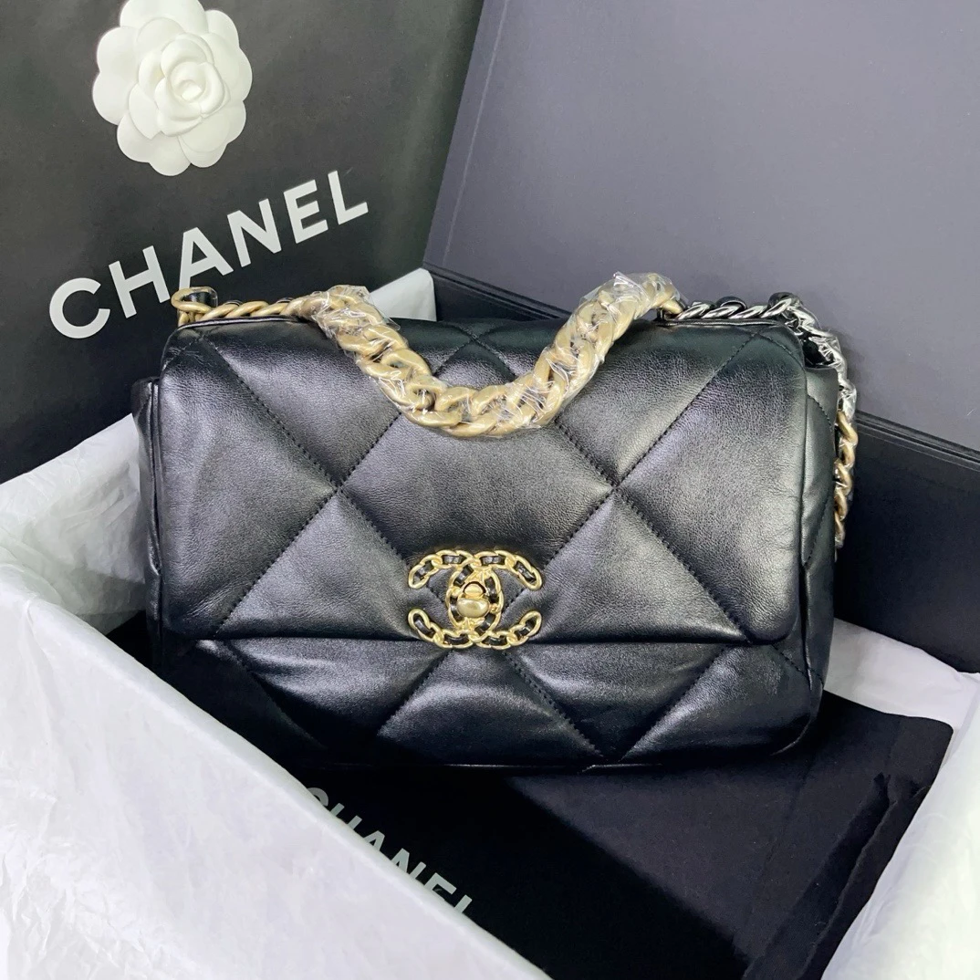 99新 Chanel/香奈儿 19bag小号黑金 （1JKO)