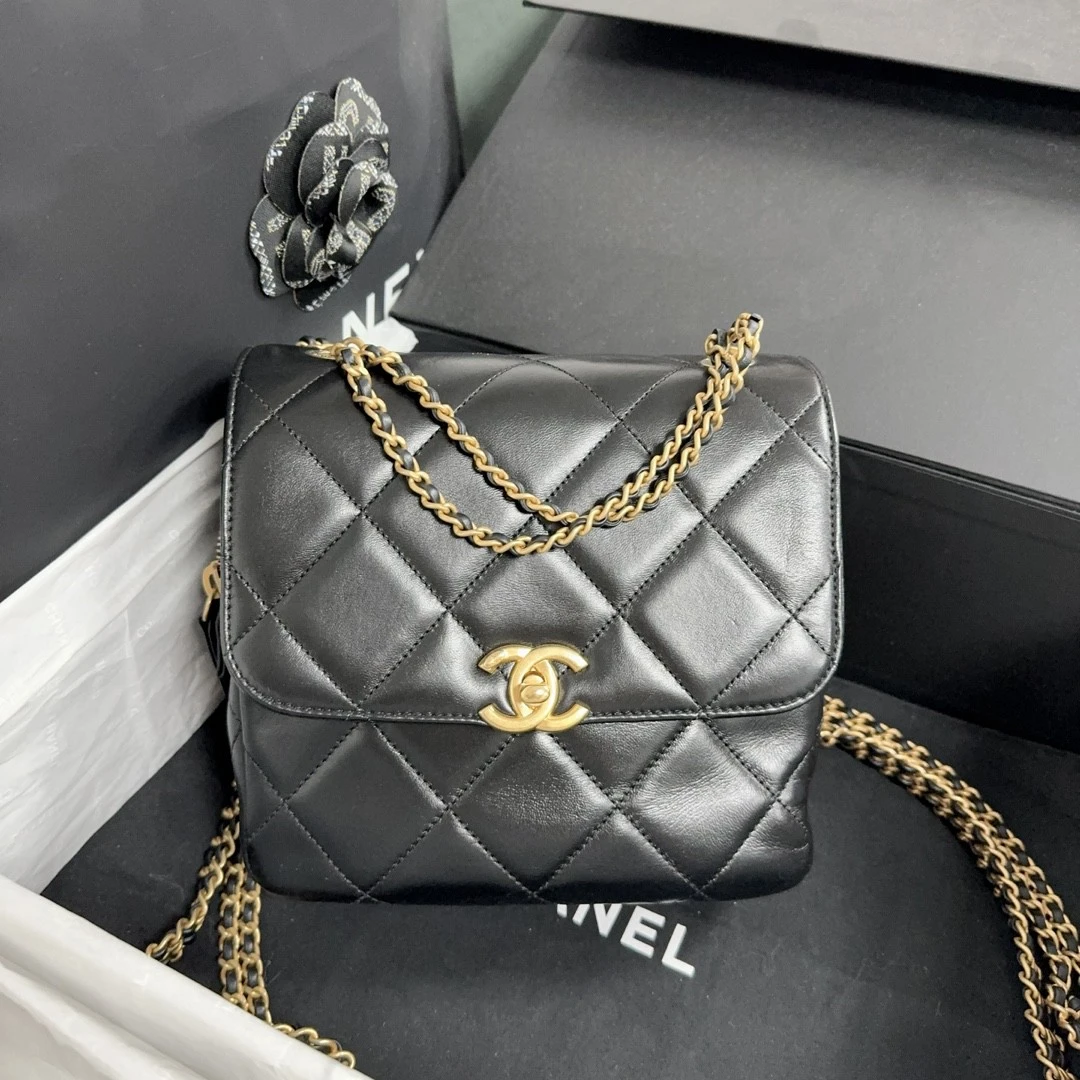99新 Chanel/香奈儿 黑金23P ado双肩包芯片款 6922