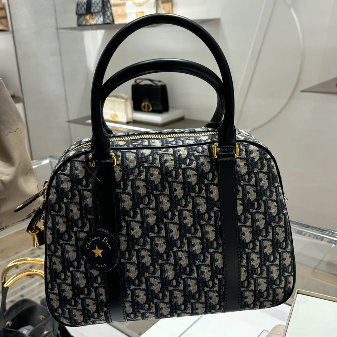 全新未使用 DIOR/迪奥 dior大号 保龄球包 手提单肩斜挎包蓝色