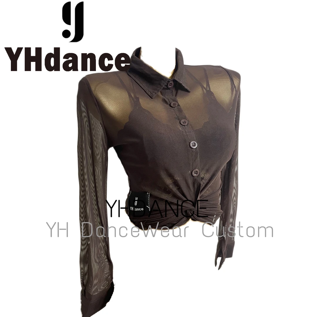 YHDANCE拉丁舞摩登网纱上衣C83