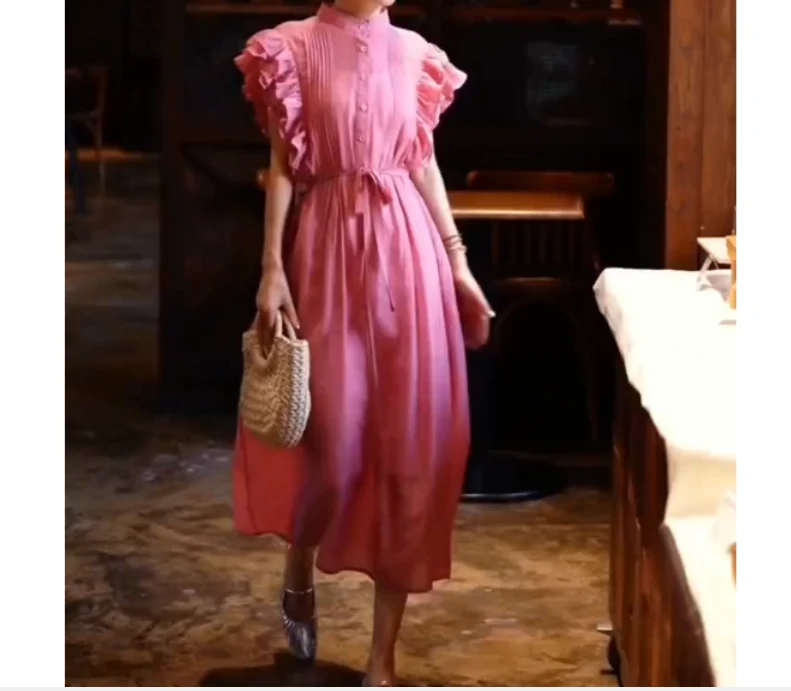 2024夏季新款时尚女装网红气质休闲减龄洋气连衣裙炸街女收腰