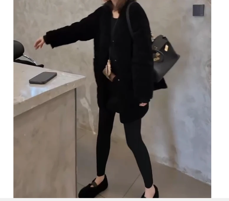 2024秋季新款女装网红气质韩版设计感洋气减龄宽松外套中长款