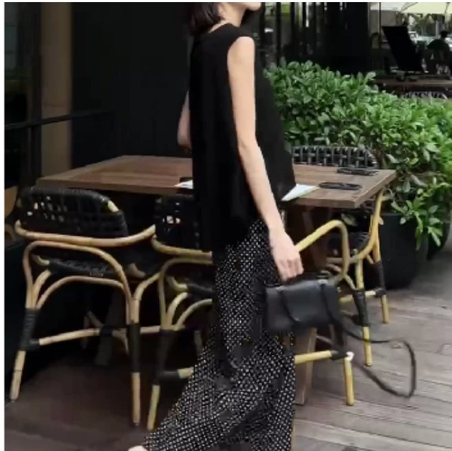 2024夏季新款女装网红气质宽松百搭洋气无袖上衣半身裙LOL