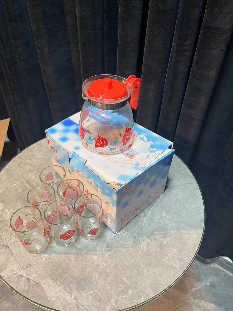 家用透明方松便携大容量耐热玻璃壶凉水壶 套装水具