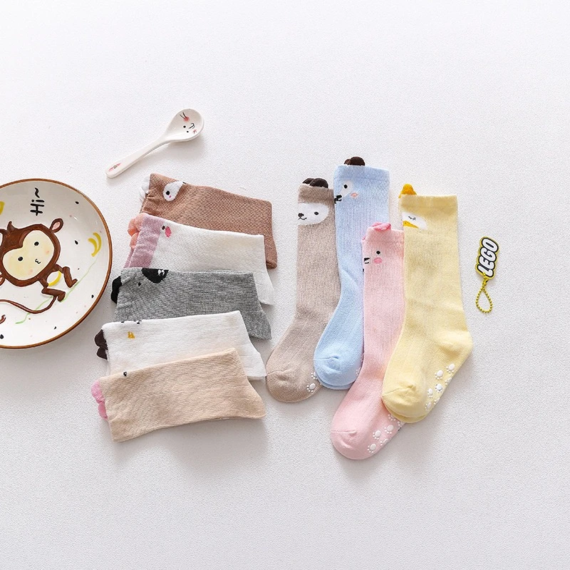 【三双装】秋冬长筒地板袜宝宝袜子棉质长袜中筒袜新生儿袜子棉袜