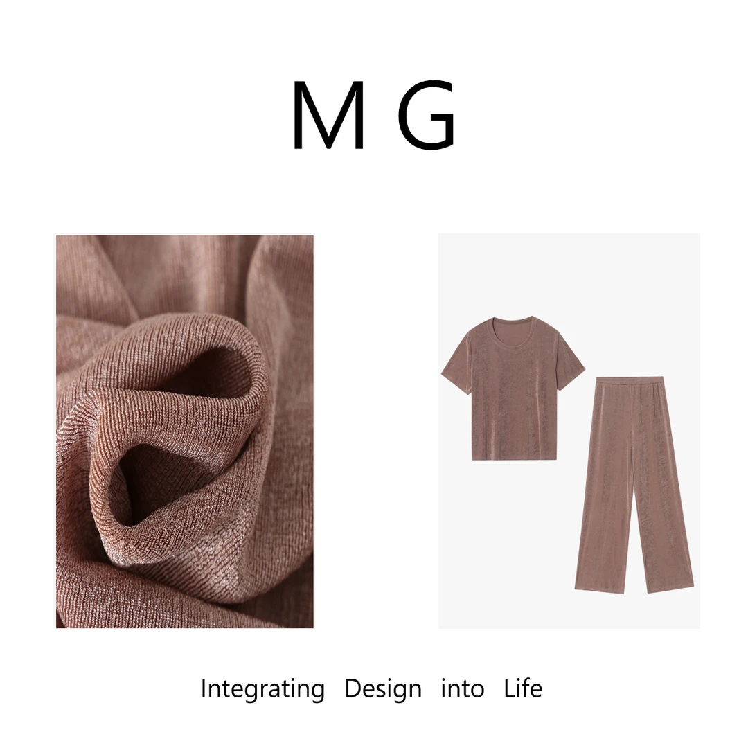 木岸【琉璃套装】MUAN定制北欧简约宽松高级休闲短袖套装女YJ-23447