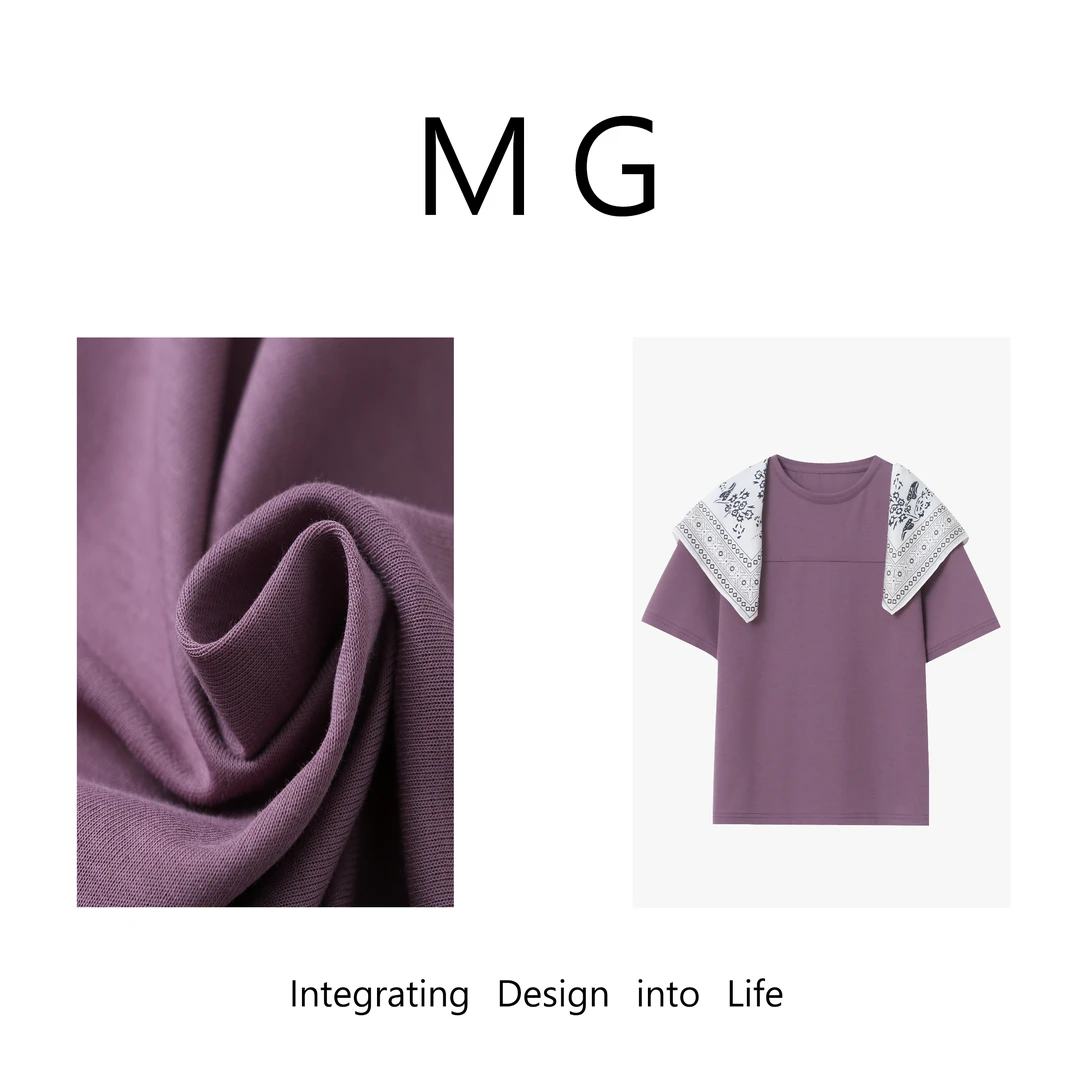 木岸【乌托邦T】MUAN定制高级百搭简约丝巾上衣T恤女DS-8911