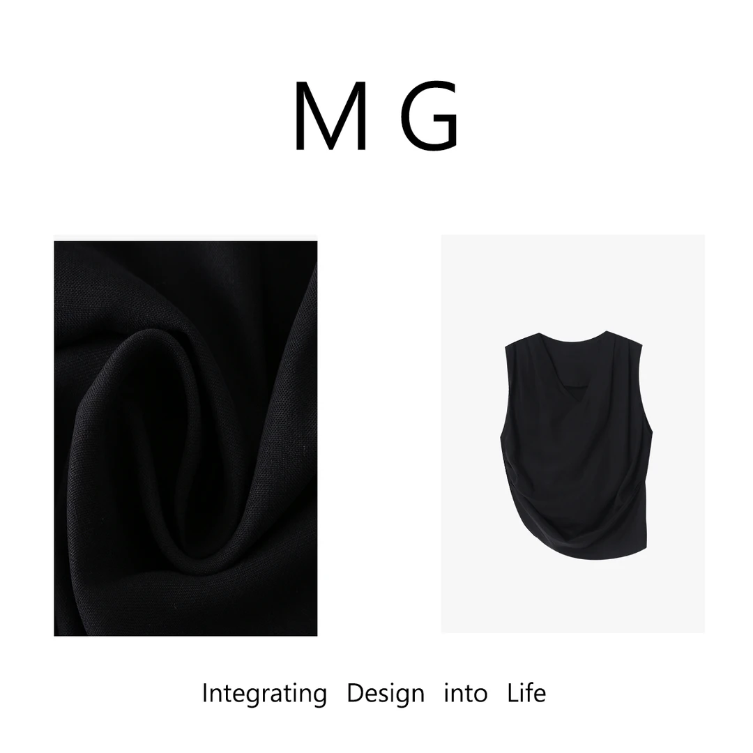 木岸 【漫时光背心】MUAN定制简约百搭100天丝无袖背心女AL-3333