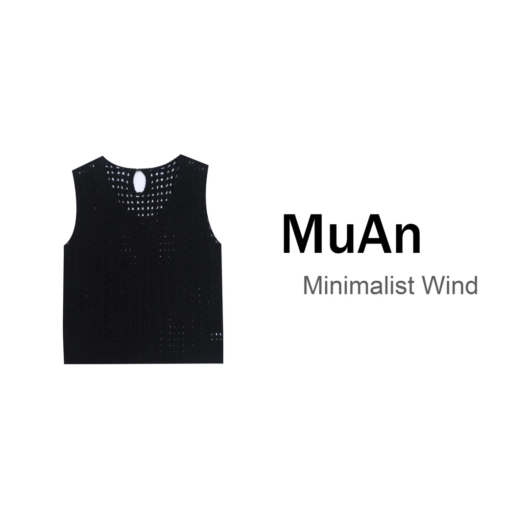 木岸【MG】心仪 muan新款 镂空手工针织宽松背心XS-9002