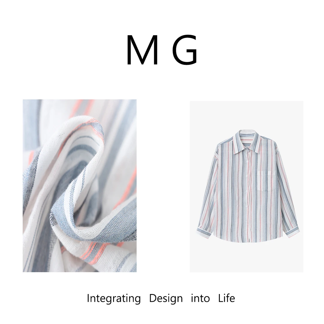 【调色师衬衫】MUAN定制三宅风简约高级竖条纹衬衫上衣女YJ-23552