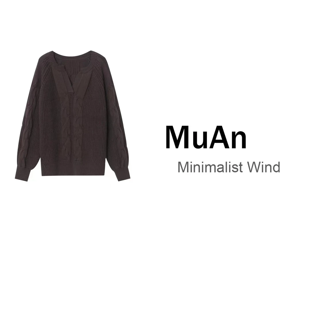 【MG】钟情 新款品牌设计长袖V领针织毛衣上衣女ST-21708