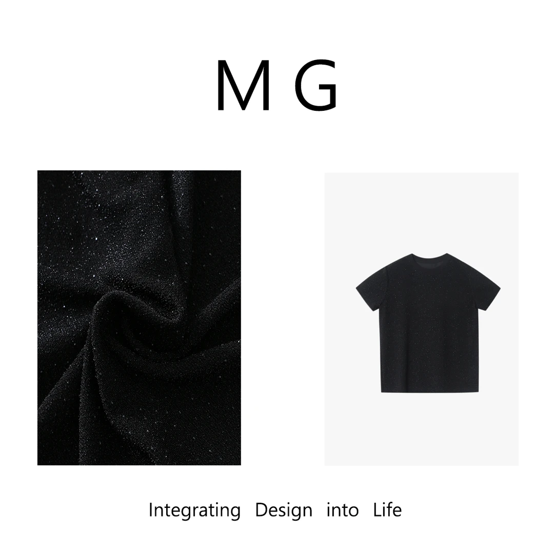 木岸【星光T】MUAN定制简约高级百搭亮钻纱线百搭圆领T恤女HH-5869