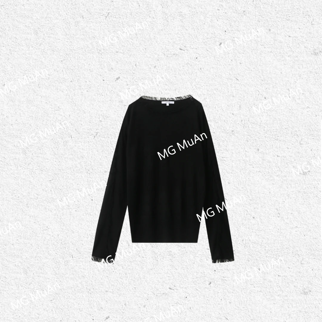 【流苏氛围上衣】MUAN定制黑色流苏休闲针织衫上衣女DG3-019
