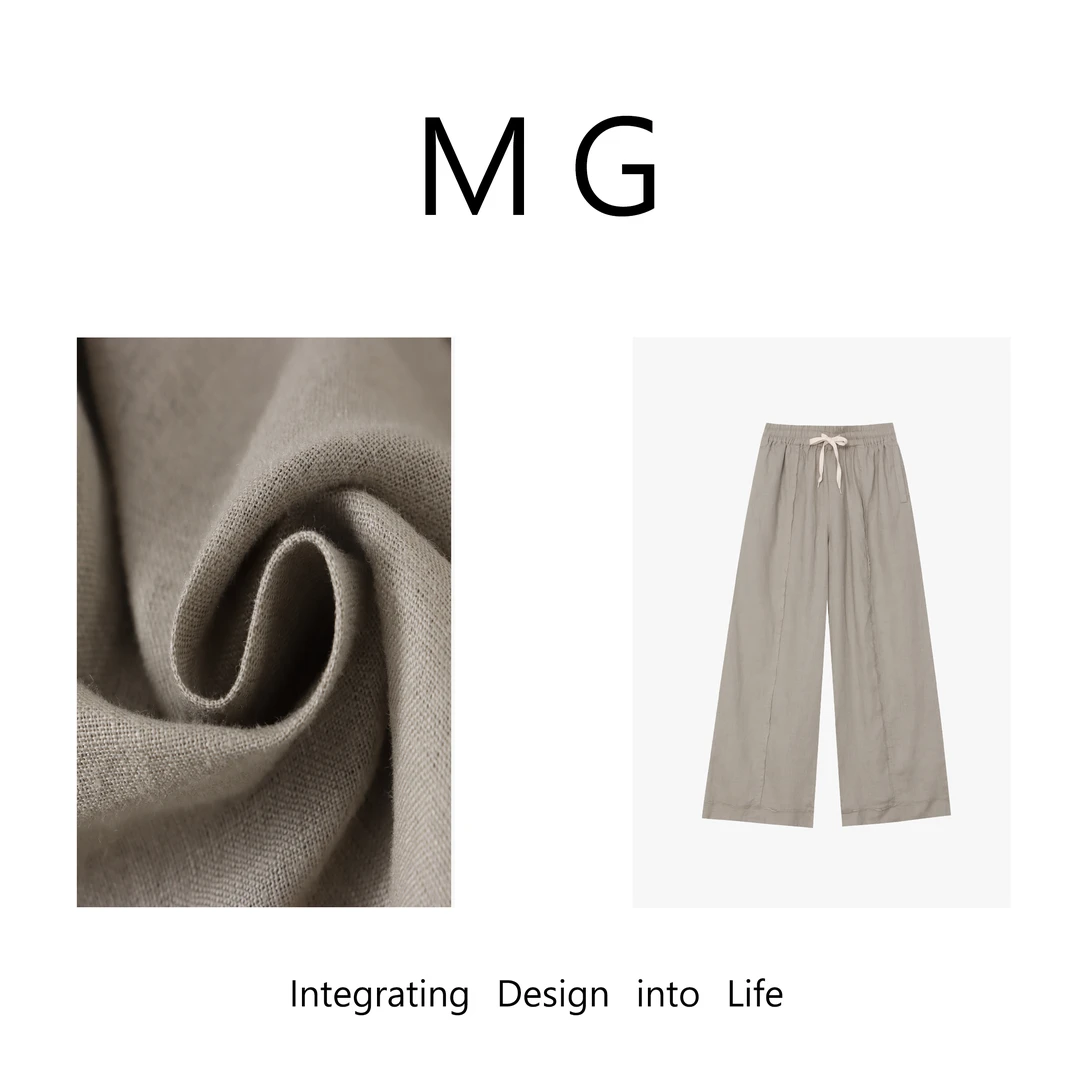 木岸【律动麻裤】MUAN定制自然感高级百搭轻奢雨露麻长裤女MJ-B037