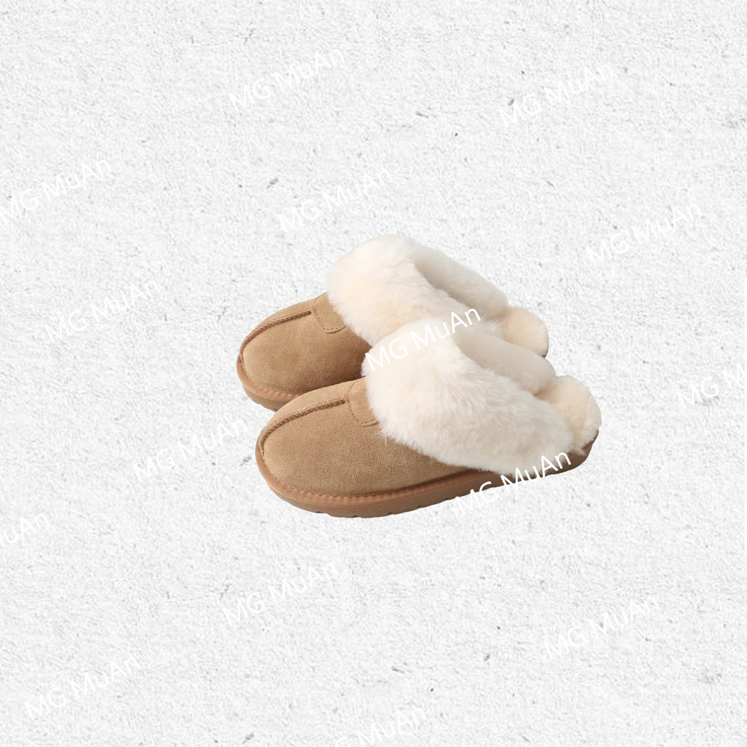木岸【毛毛雪地拖】MUAN定制厚底磨砂加绒雪地短靴拖鞋女HH-X60