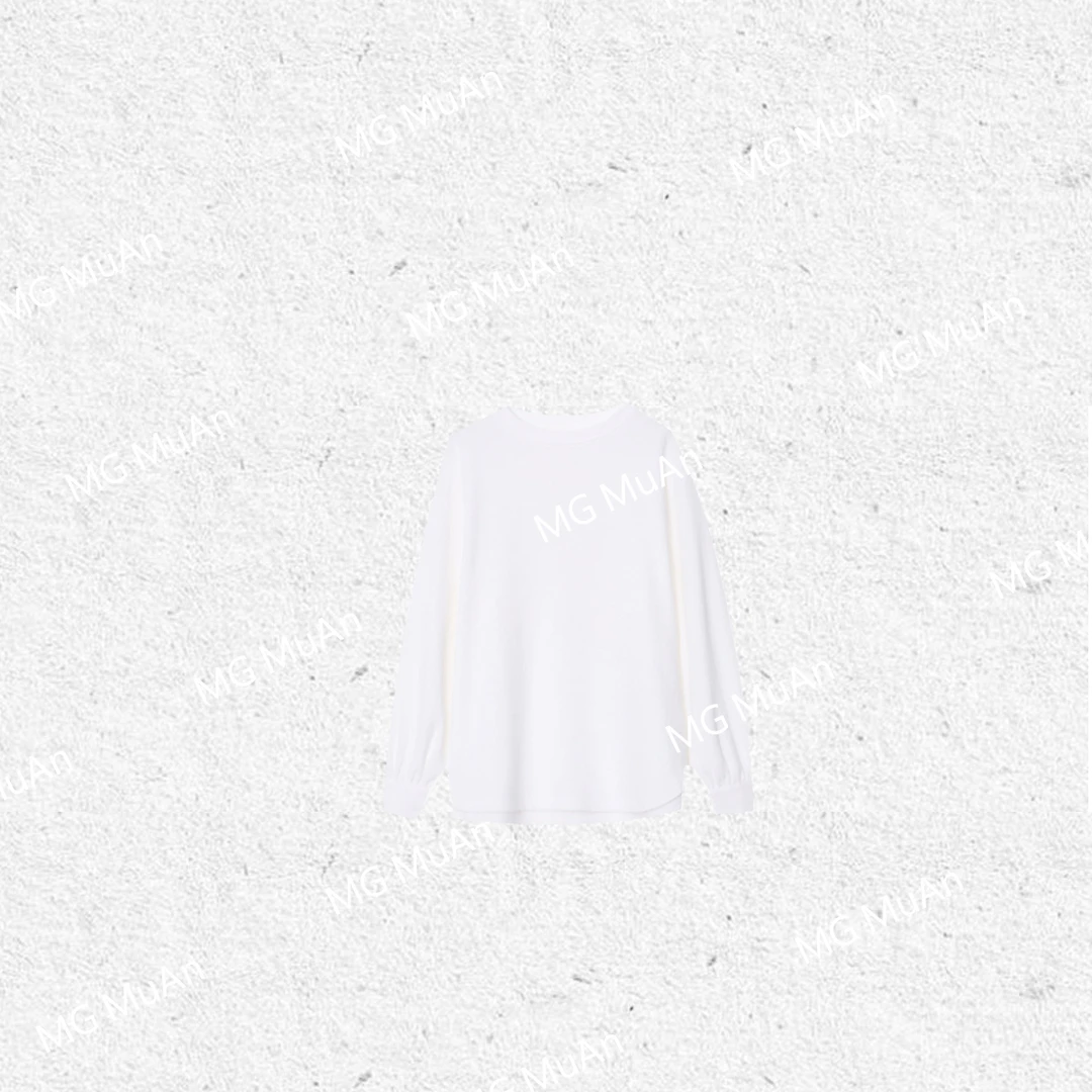 木岸MUAN：《干净打底》定制宽松简约长袖打底上衣女HH-1574