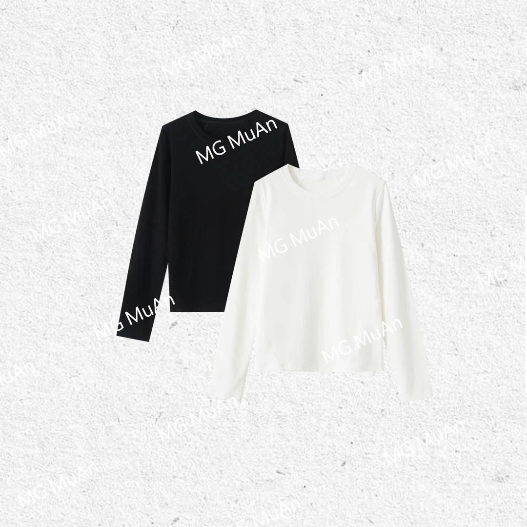 【阴影打底】  muan新款定制正肩长袖打底衫上衣女YJ-23541
