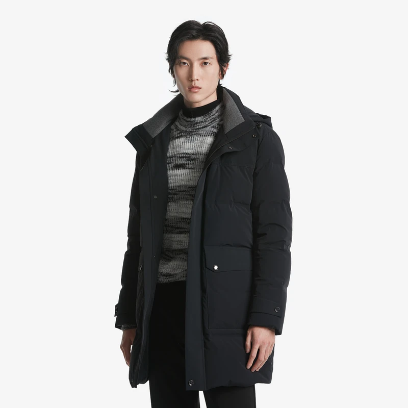【白鹅绒】劲霸男装长版茄克四面弹男士时尚休闲羽绒服|BRCT4117