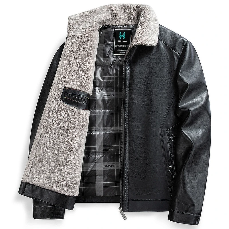 法郎船王冬季羽绒服休闲加厚外套皮面男款保暖252102