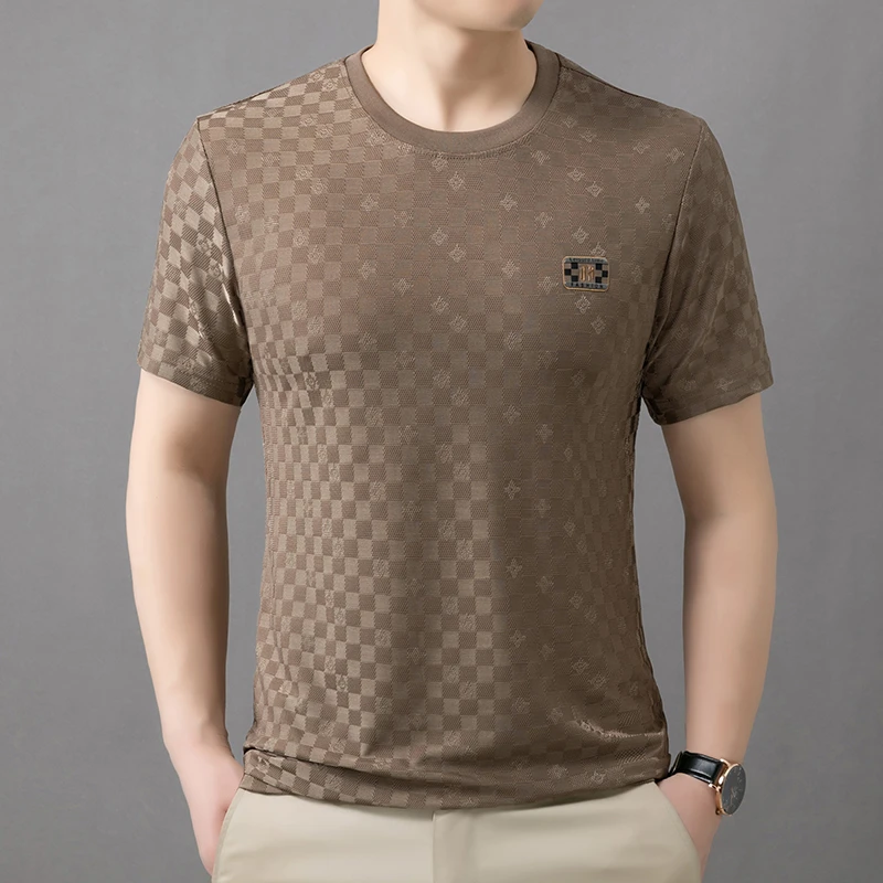 豪爵保罗夏季T恤【提花冰丝凉感】圆领薄款男士休闲透气862123