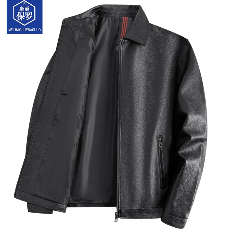 【璐璐专属】豪爵保罗春秋季翻领皮衣男士皮夹克高档轻奢外套861901