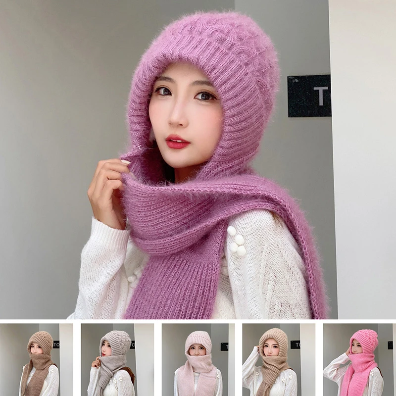 新款蝴蝶结帽子围巾一体女网红爆款保暖加绒加厚秋冬护耳帽秋冬季
