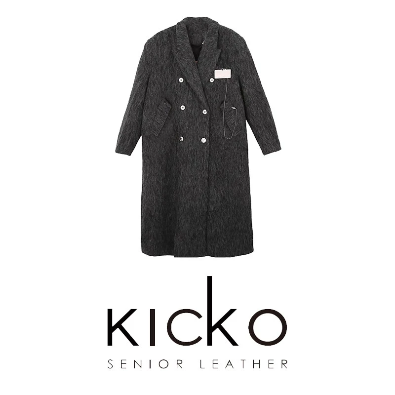 KICKO C时尚胸牌潮流毛呢大衣22AWcw0016