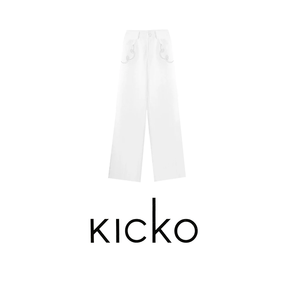 KICKO D夏季新款简约阔腿直筒裤女梨形宽松显瘦休闲裤23SSck6004