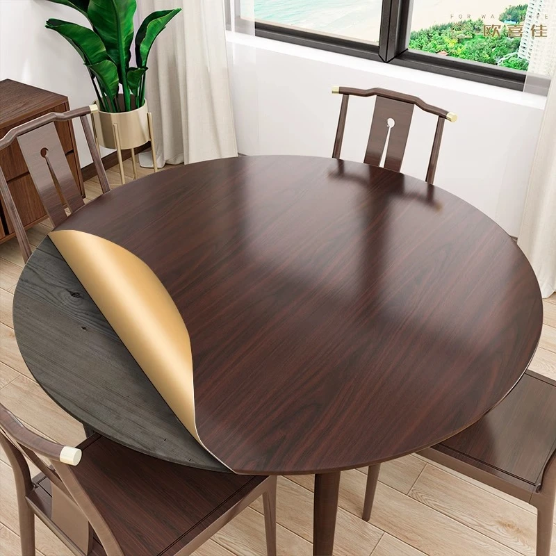 木纹桌面贴纸圆桌翻新自粘防水防油台面改色书桌纸桌贴餐桌子贴膜