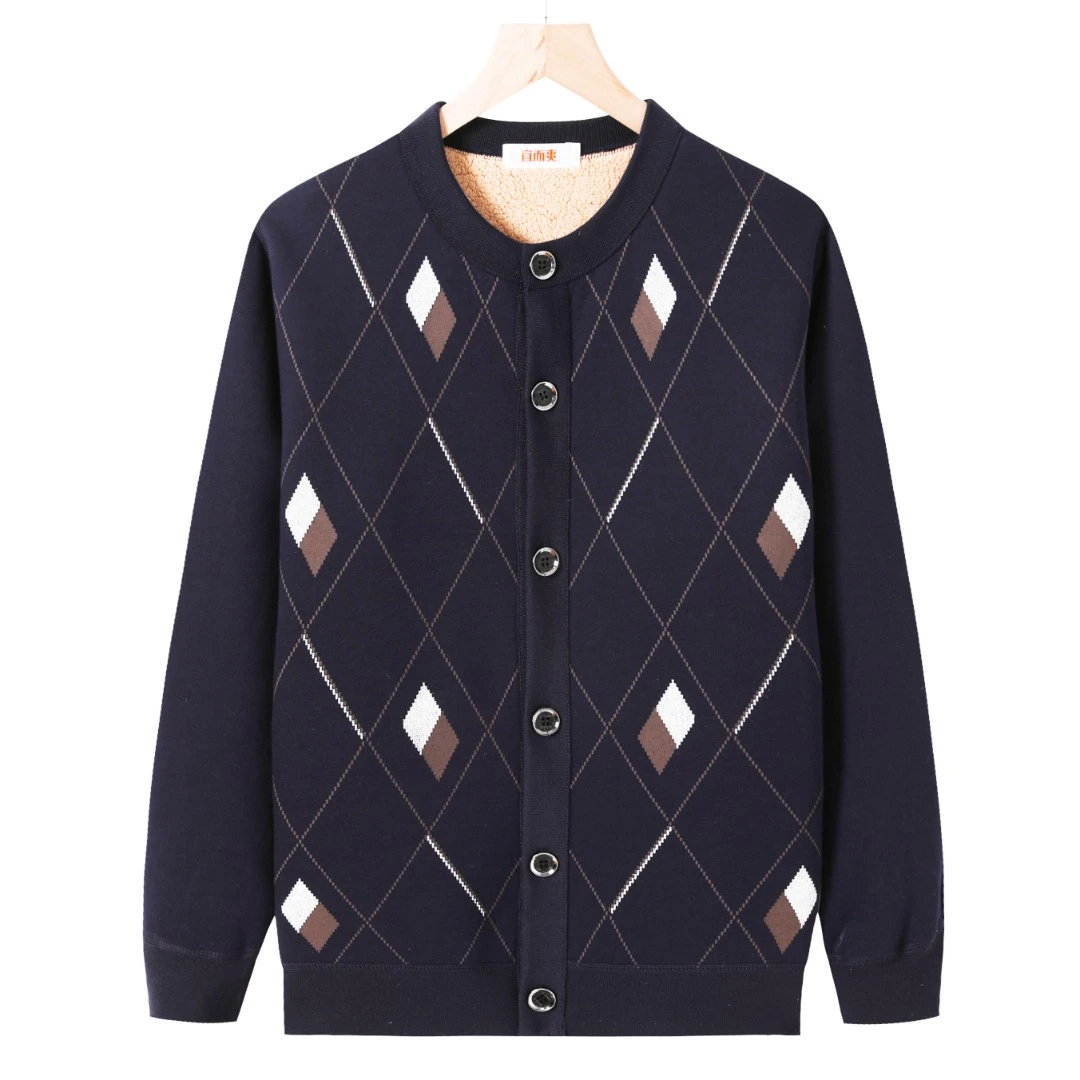 【冬季男士加绒开衫】开衫毛衣外套针织衫中老年大码老年人上衣男