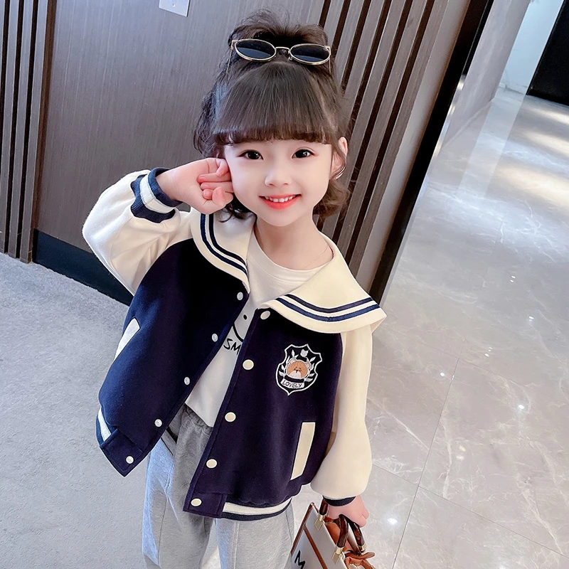 女童春装外套小女孩时髦洋气春秋棒球服女宝宝网红百搭小香风上衣
