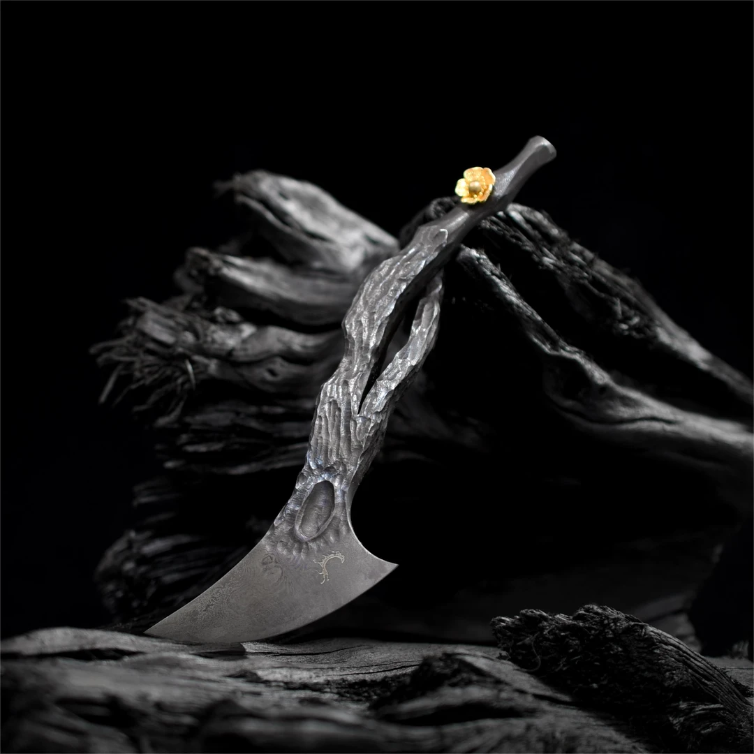 065《隐香刀》一体百炼花纹钢.江龙制（未开刃）