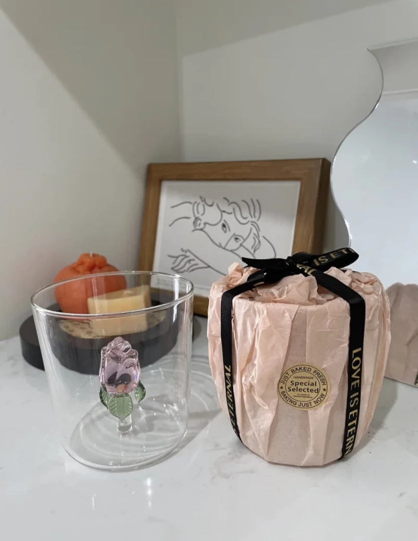 礼盒装 手工郁金香水杯玻璃杯造型杯 花朵杯家用创意