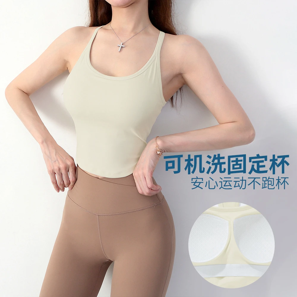 夏季运动健身瑜伽背心训练跑步中高强美背紧身吊带一体式运动内衣