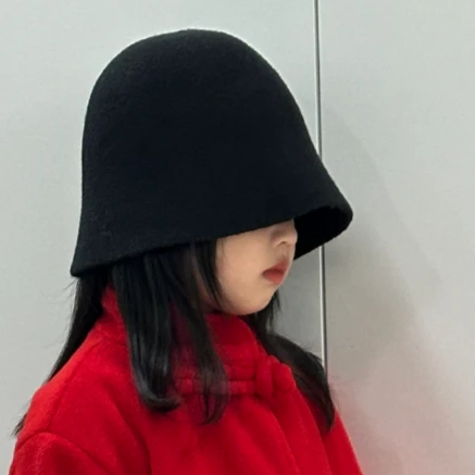 【语汐】帽子女童百搭米色黑色秋冬网红渔夫帽