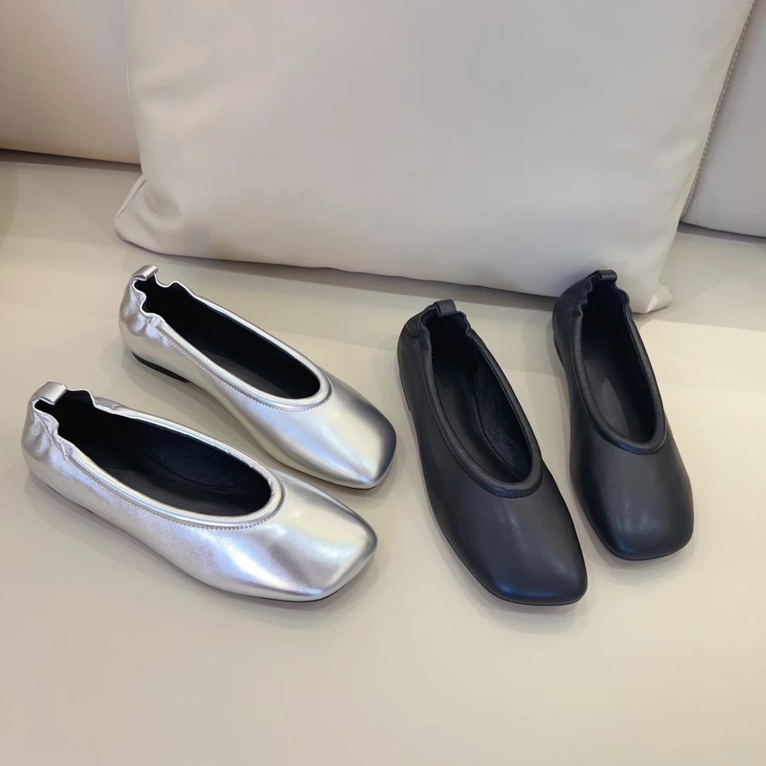 静姐力推 法式方头 平底 羊皮浅口玛丽珍 时尚真皮芭蕾舞鞋